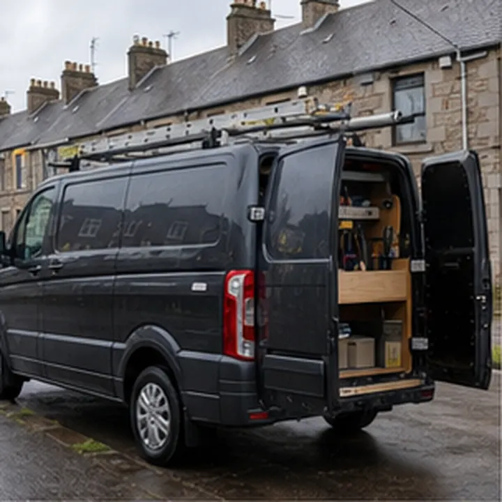 Illustrative black Laurencekirk Sparks electrician van