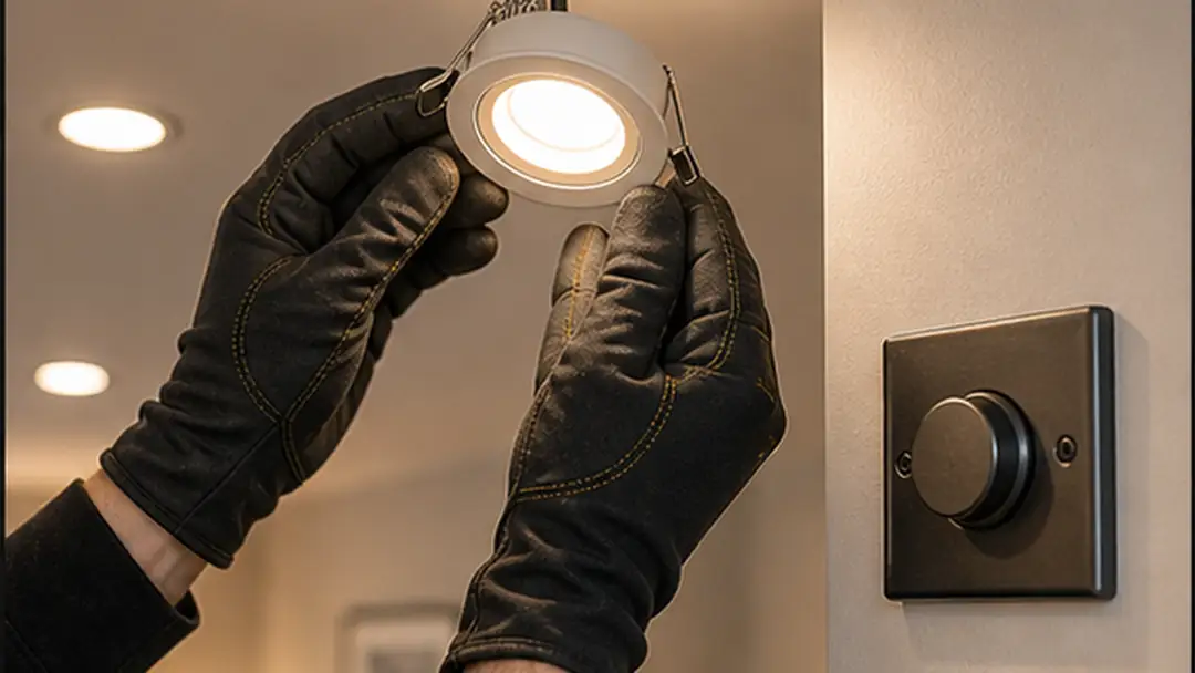 Illustrative indoor lighting installation work in Laurencekirk